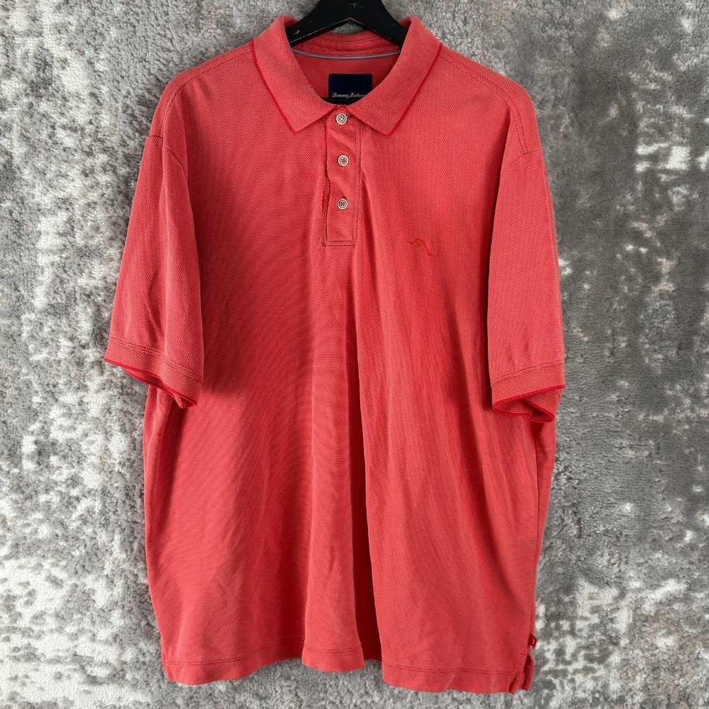 Tommy Bahama Size XL Minimalist Casual Preppy Polo Shirt Red Short Sleeve‎